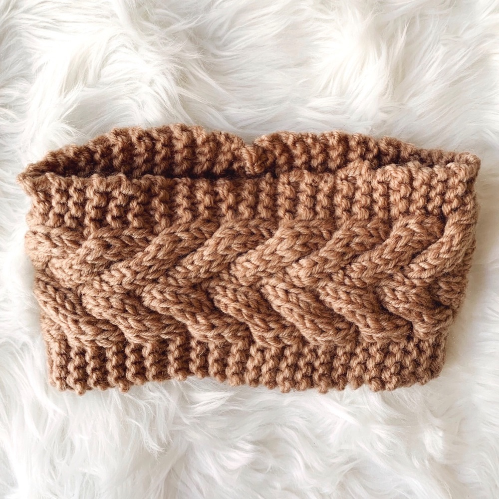 Cable Knit Headband Light Brown